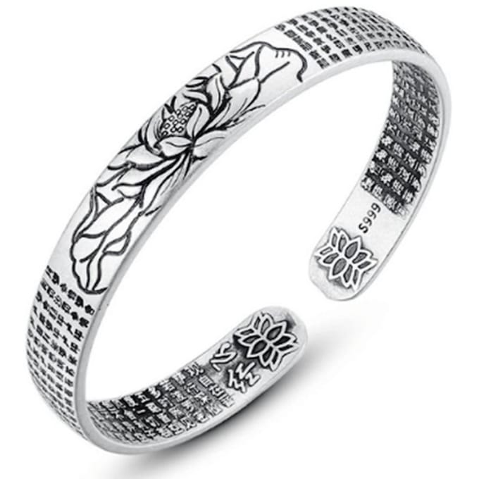 Marama - Tibetaanse Lotus armband - bangle - verzilverd