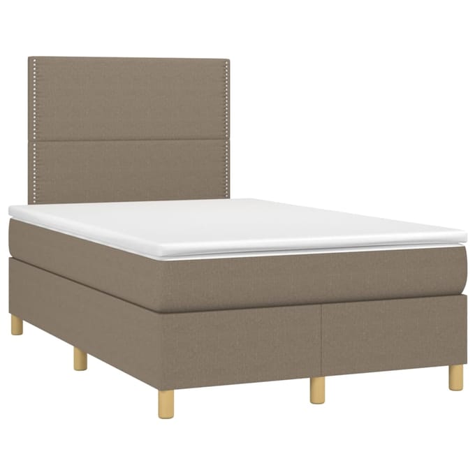 vidaXL - Boxspring - met - matras - en - LED - stof - taupe - 120x200 - cm
