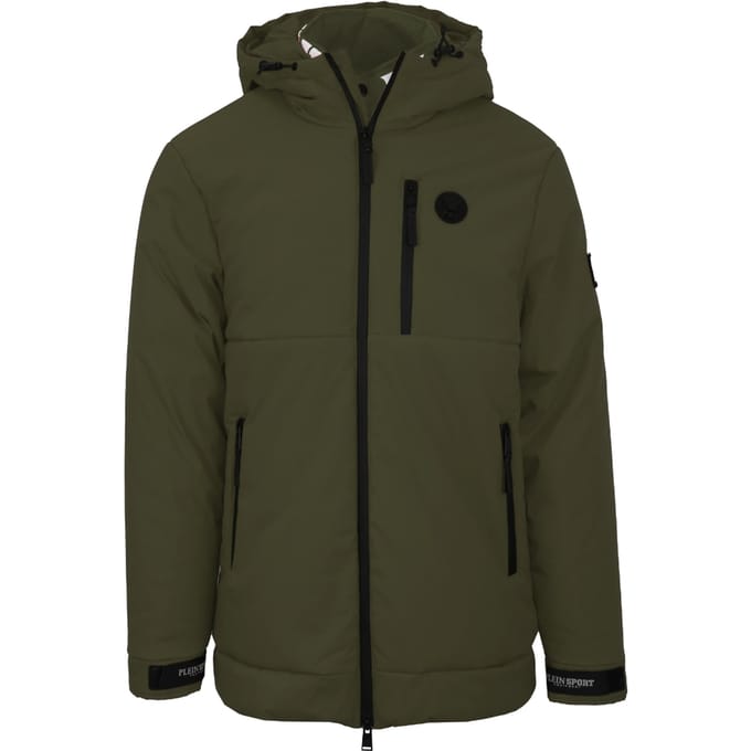 Plein Sport Padded Small Circular Logo Branded Green Jacket