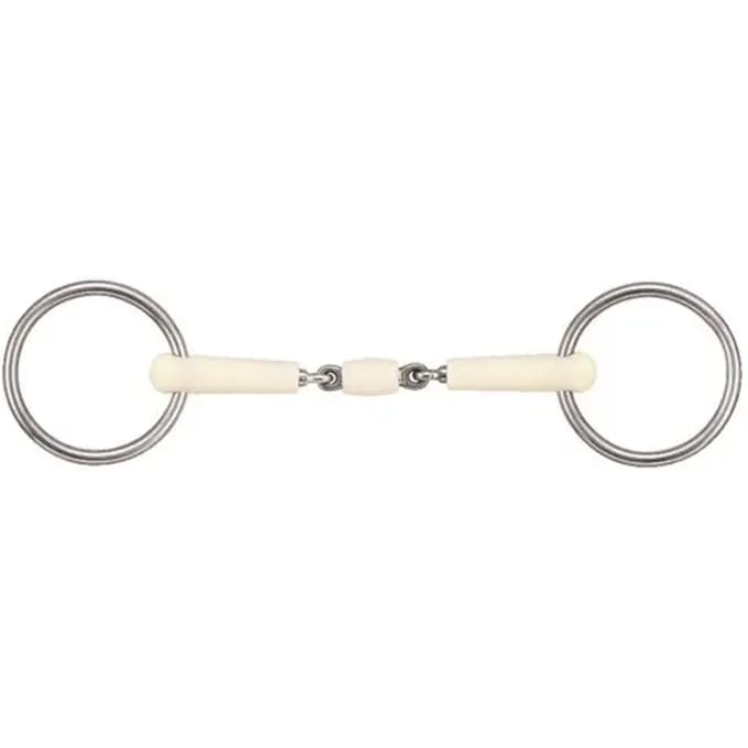 Dubbelgebroken paardenbit + rol Soyo Happy mouth bradoon