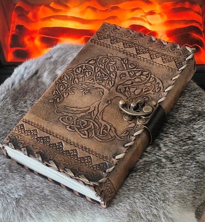 Leren Notitieboek Tree of Life 23,5 x 13,5cm - Handgemaakt