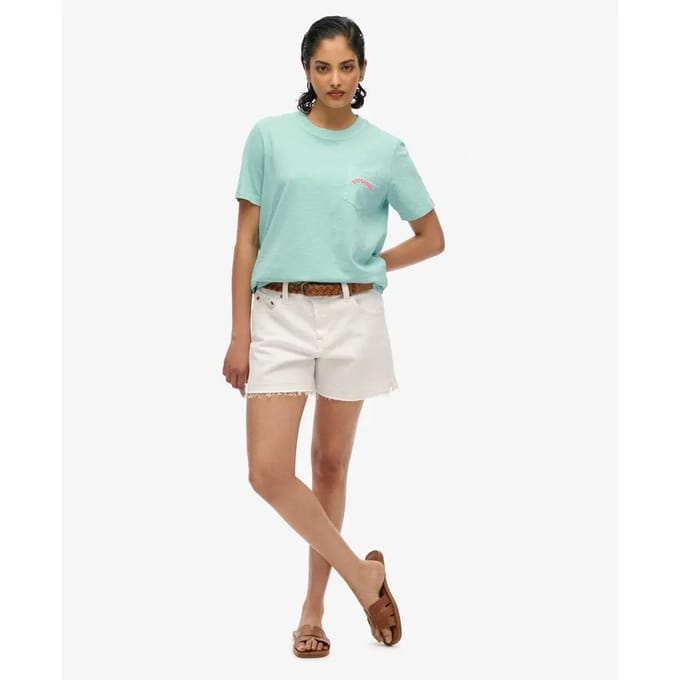 Dames-T-shirt met zak Superdry Garment Dye Essential