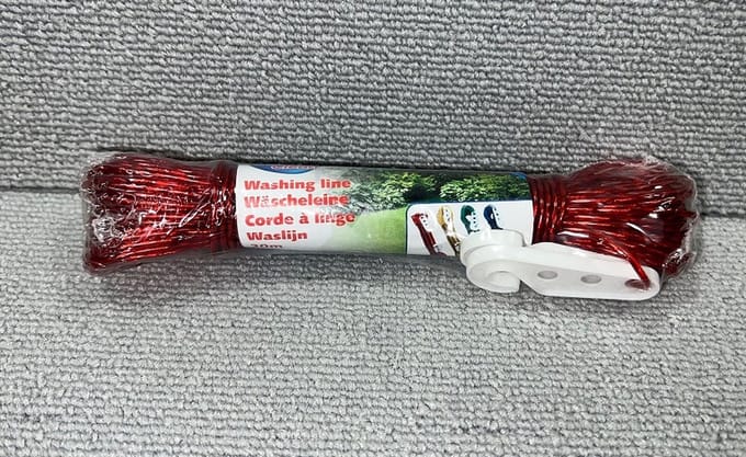 Lifetime Clean - Waslijn - Waslijndraad - Stalen Kern - 20 meter Draad - Rood