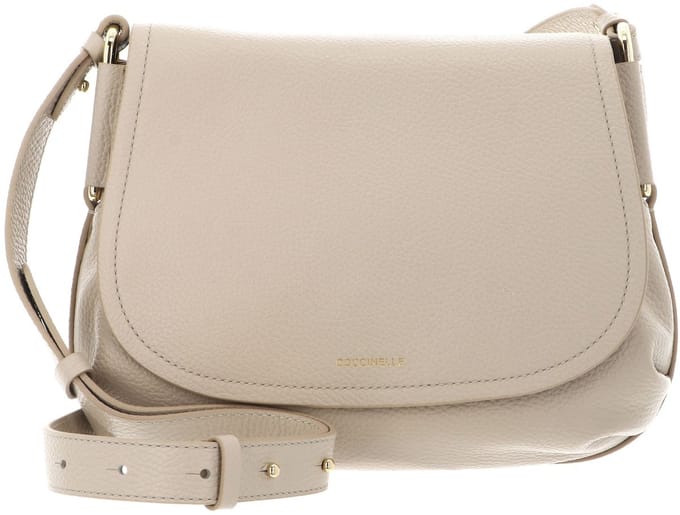 COCCINELLE Leren schoudertas Rebekka Handbag Grained Leather Sandshell beige