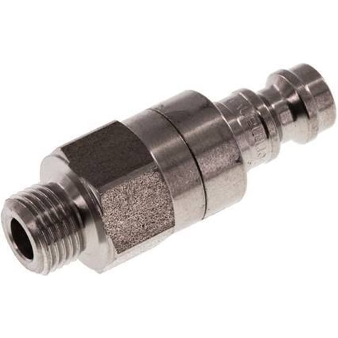 RVS DN 5 Luchtkoppeling Insteeknippel G 1/8 inch Buitendraad Double Shut-Off - CLP5-M-S-SV-018