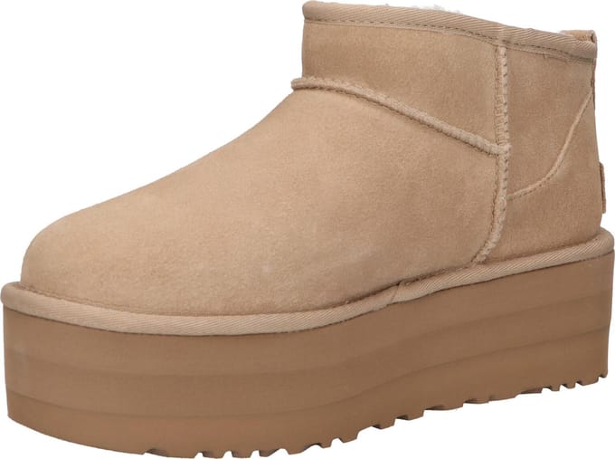 UGG® Classic Ultra Mini Platform for Women in Tan, Size 8, Suede/Polyester/Wool