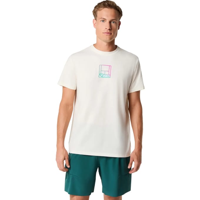ASICS Court Core Graphic T-shirt Heren-crème, veelkleurig