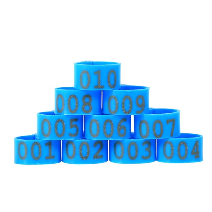 100 stuks/zak 16 mm 001-100 genummerde plastic pluimvee kippen eenden ganzenpootringen(Blauw) blue