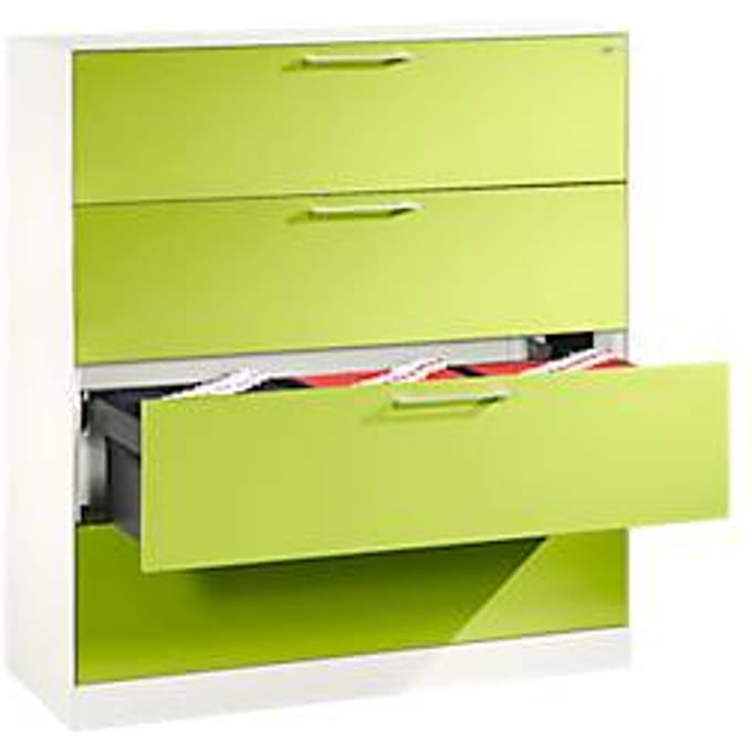 Hangmappenkast Asisto C 3000, 4 schuifladen, 3 rijen, B 1200 mm, wit/wit