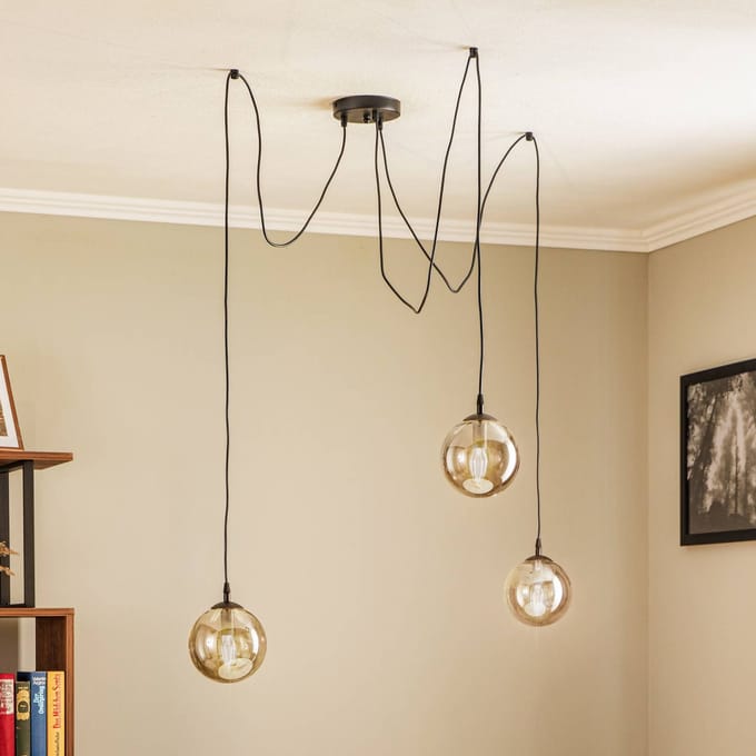 EMIBIG LIGHTING Hanglamp Glassy 3-lamps decentrale, glas grafiet