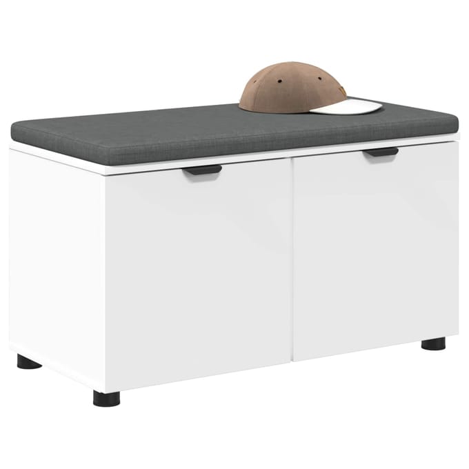 vidaXL - Hallenbank - Wit - 80 - x - 38 - x - 46 - cm - Geengineerd - Hout - en - Stof