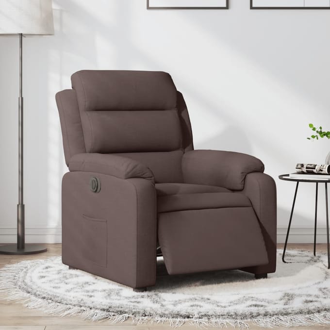 vidaXL - Fauteuil - verstelbaar - elektrisch - stof - donkerbruin