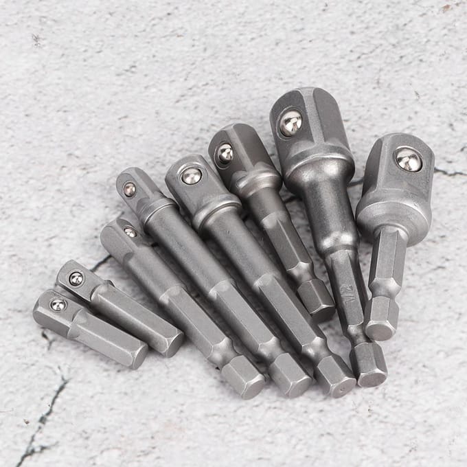 8-delige Socket Adapter Set Driver Zeskant Schacht Slagboor Bits Verlengstuk 1/4in 3/8in 1/2in