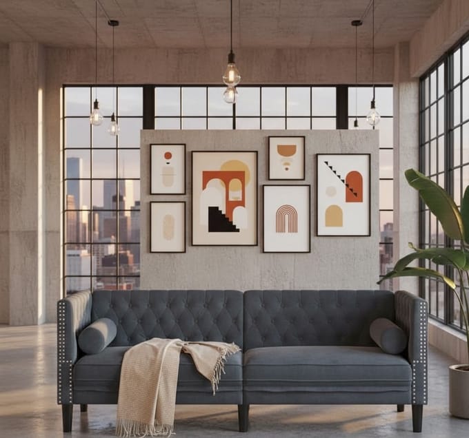 Luxe Fluweel Bank – Grijs – Industrohome