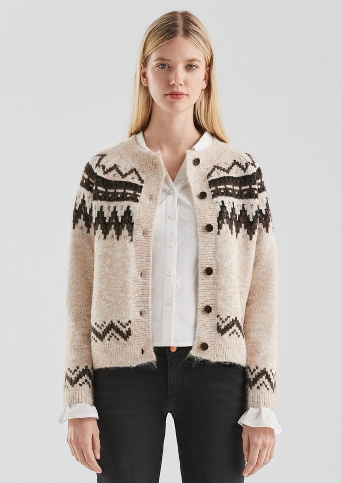 Dikke winter cardigan met jacquardmotief dames QS