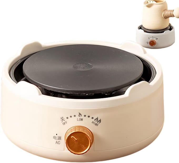 Draagbare Kookplaat - Mini Stoof - Koken Buiten - Vrij Instelbaar - 15 x 7 cm - Wit