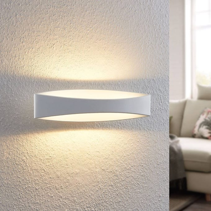 Arcchio LED wandlamp Jelle, 44 cm, wit, metaal, omhoog/omlaag