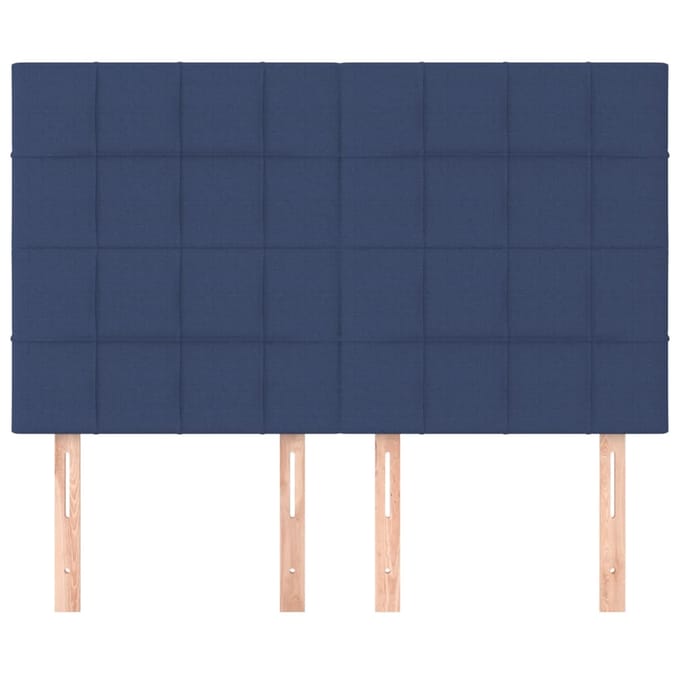 vidaXL - Hoofdbord - blauw - 144x5x118/128 - cm - stof