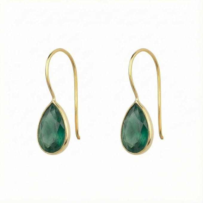 Dames Oorbellen Goudkleurig Smaragd Druppel (14K Gold Plated) | cadeau dames