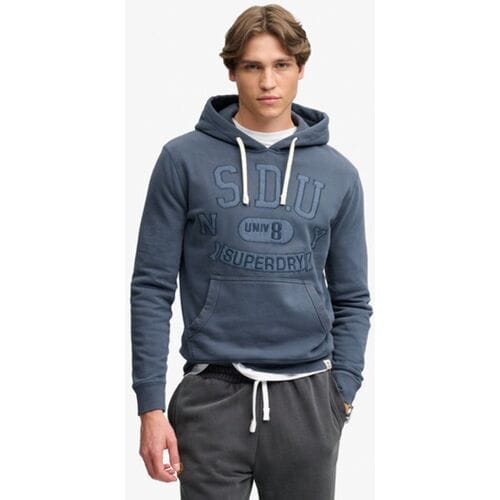 Superdry Tonal Applique Hoodie Relaxed Pasvorm Blauw Grootte: L