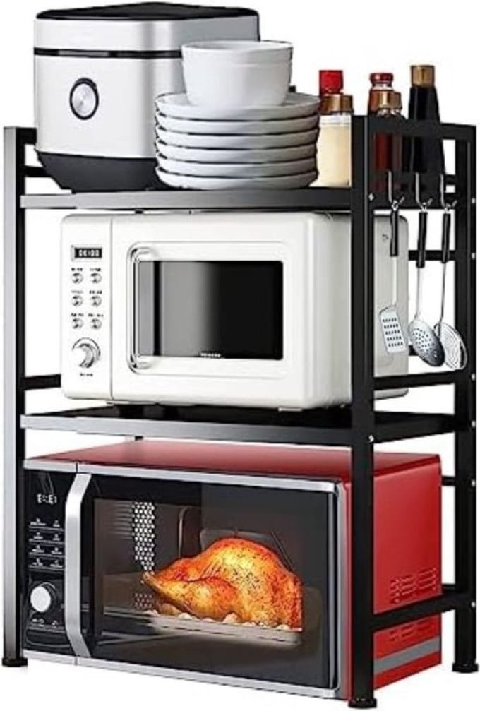 Magnetronkast - Ovenkast met Opbergruimte - Zwart Magnetronrek