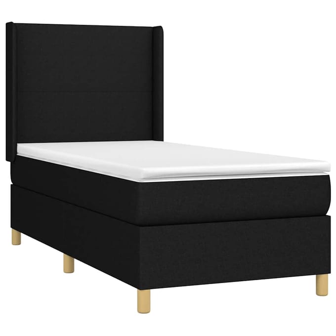 vidaXL - Boxspring - met - matras - stof - zwart - 100x200 - cm