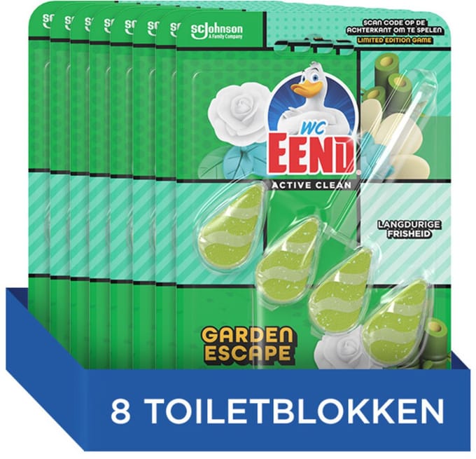 WC Eend - Toiletblok Active Clean Garden Escape - 8 x 1 stuk - Voordeelverpakking