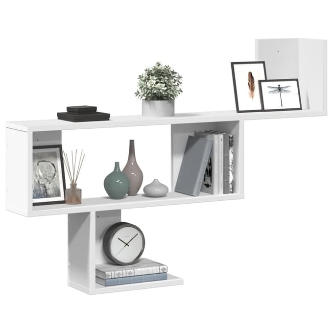 vidaXL - Wandschap - 100x15x70 - cm - bewerkt - hout - wit