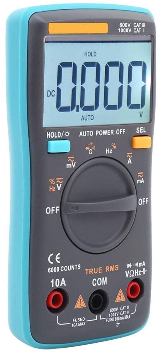 Digitale Multimeter - Tester Spanning - Elektrische Metingen - Automatisch Bereik - 6000 Tellingen - Zwart