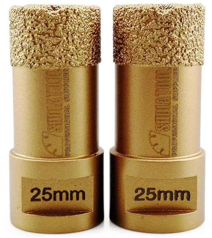 2x Diamantboor 25 mm M14 Schroefdraad voor Tegels Graniet en Marmer