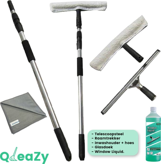 Raamwisser met telescoopsteel 4 meter - 25CM - Professionele SET met Glasdoek
