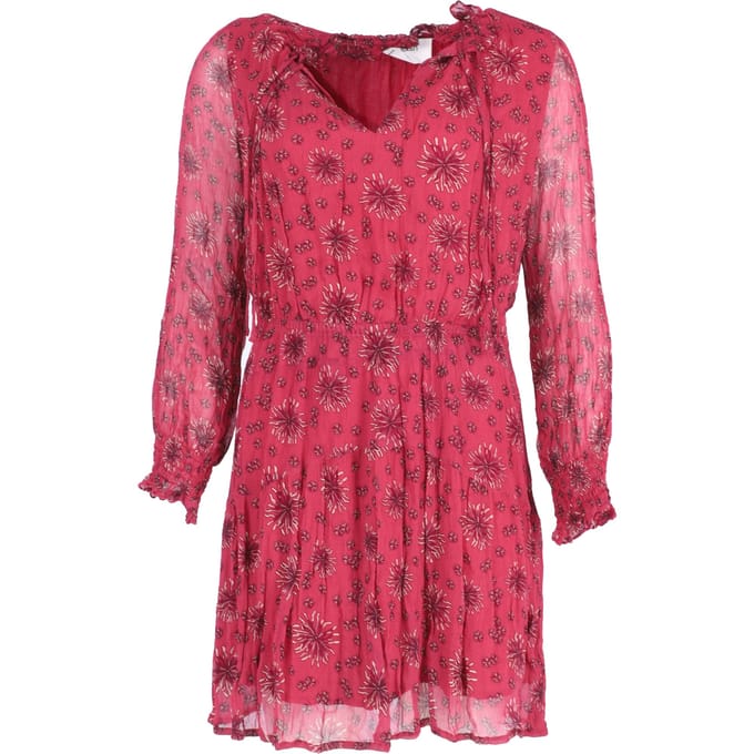 Ba&sh Jurk met doorschijnende mouwen en print in rode viscose