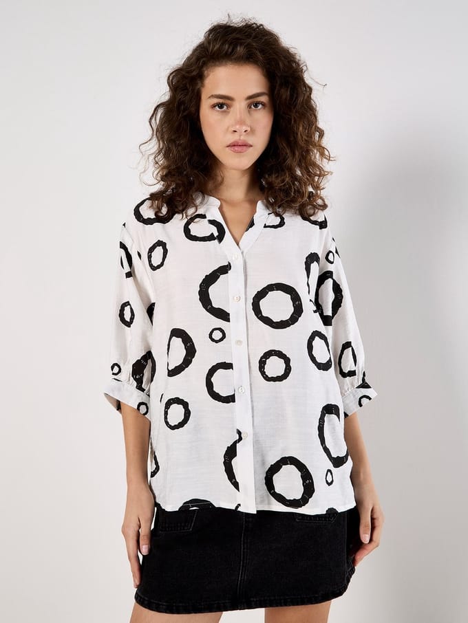Abstract Circles Oversized Blouse
