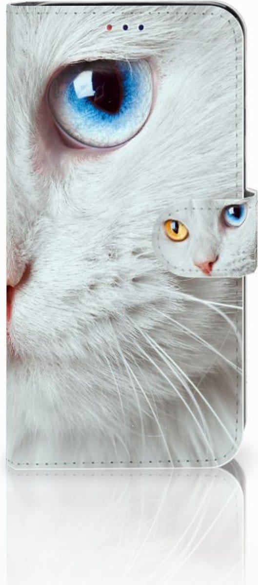 Samsung Galaxy A10 Telefoonhoesje met Pasjes Witte Kat
