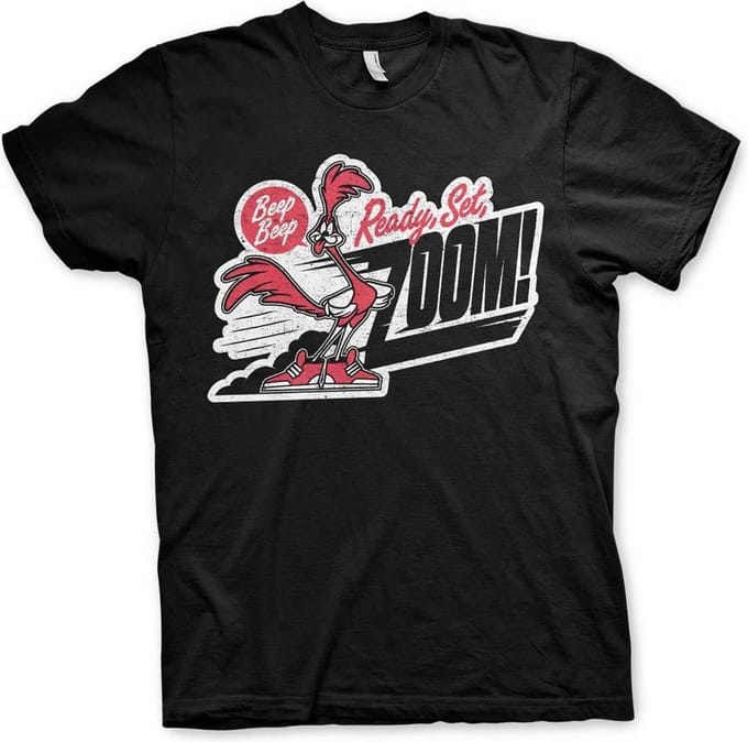 Looney Tunes Heren Tshirt -L- Road Runner BEEP BEEP Zwart