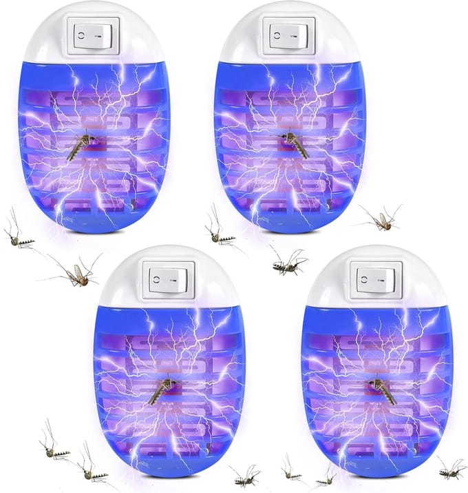 UV-anti-muggen lamp 4 stuks - professionele bug zapper met nachtlampje