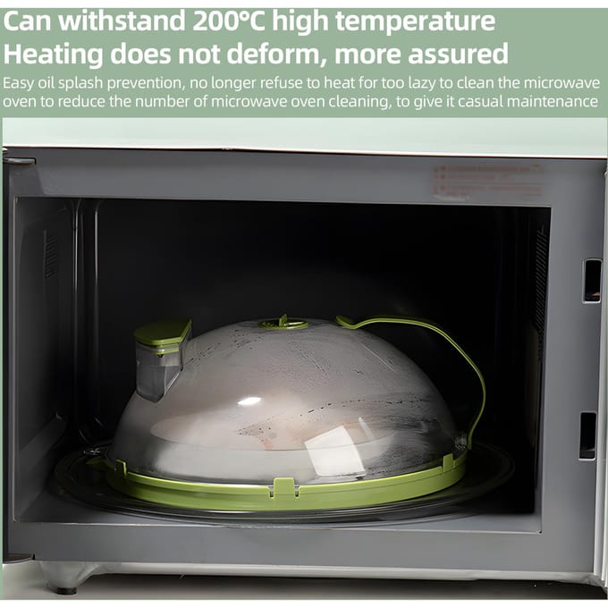 Magnetron Spatdeksel voor Eten   Transparante Magnetron Spatbeschermer Kookdeksel met Handvat   Verstelbare Stoomventilatiegaten Water injection gray