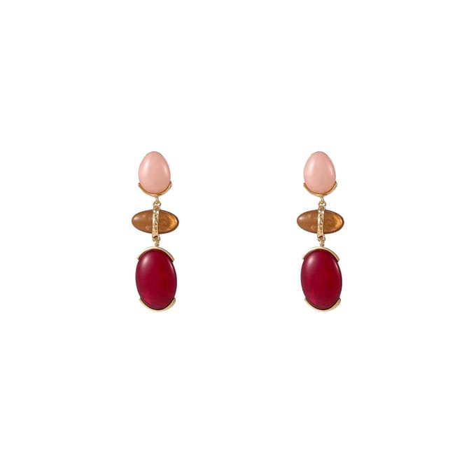 Go Dutch Label Oorknoppen Elegant Stone Drop Bruin