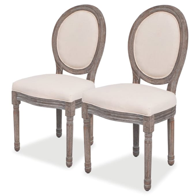 vidaXL - Eetkamerstoelen - 2 - st - stof - crèmekleurig