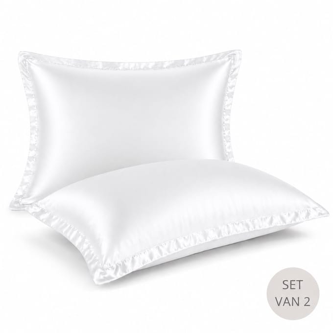 Satijnen kussenslopen 60x70 - Wit - Ademend & Temperatuurregulerend - Voor Haar, Huid & ontspanning - Set van 2