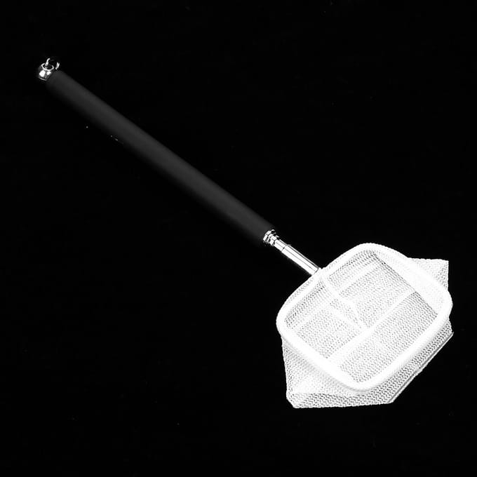 Verstelbare Mini Visnet Stang voor Aquarium Tank Garnalen 20-57.5cm Uitschuifbaar(Zwart Vierkant) white