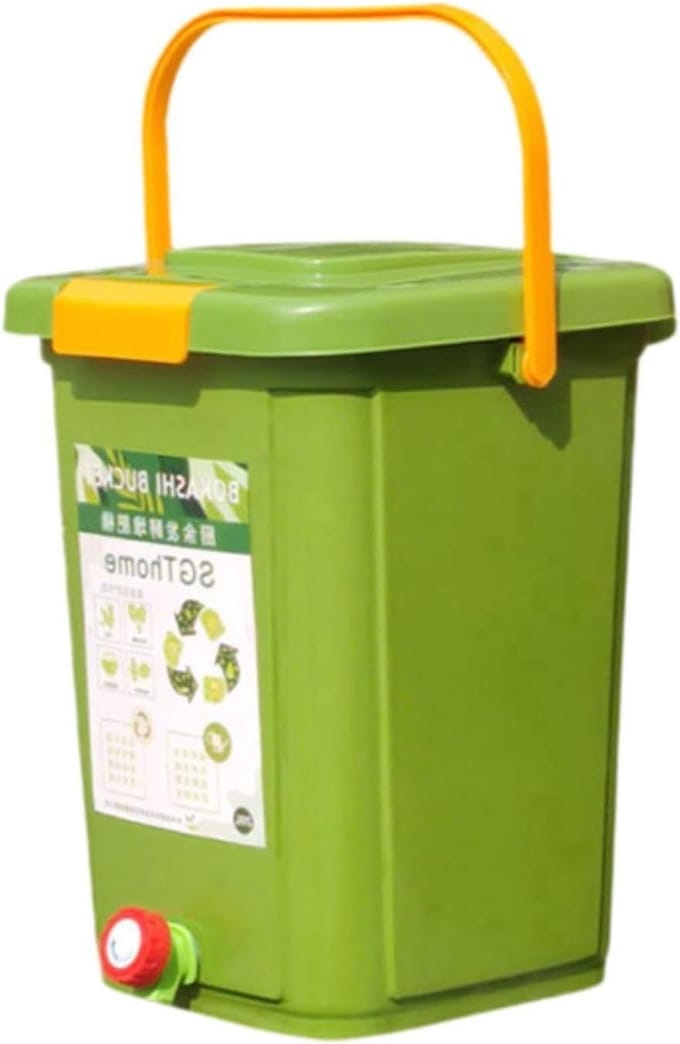 Compostbak - Compostemmer Afvalbak - Keukenafval Verwerken - Waterafscheiding Ontwerp - 20 liter - Grijs