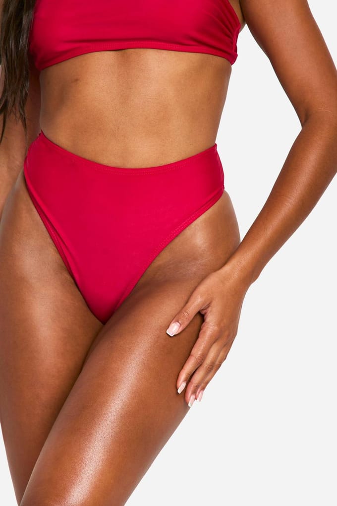 boohoo Dames Mix & Match Hooggetailleerde Bikini Slip | Bessen | Maat: 34
