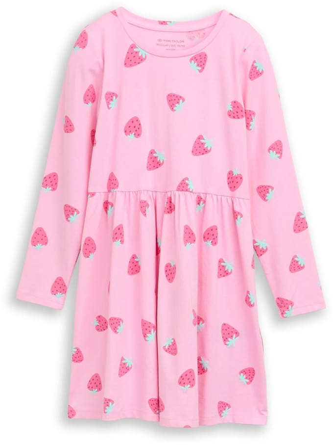 Tom Tailor - Mini-jurk van jersey - Maat 92/98 - big pink strawberry print