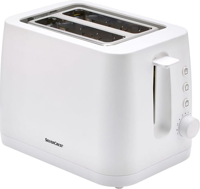 Silvercrest Broodrooster - Wit - 870W - 6-instelbare bruiningsniveaus - Ontdooifunctie - Kruimellade