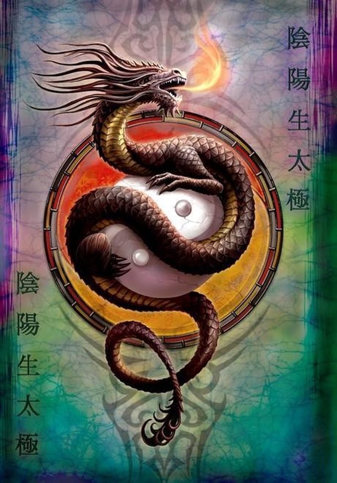 Anne Stokes Wenskaart Yin Yang Protector‎‎