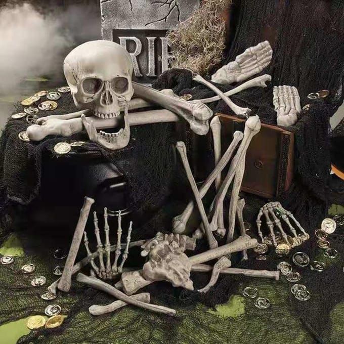 28 Stuks Halloween Skelet Botten Halloween Requisieten Skelet Lastige Botten Spookhuis Feest Decoraties brown