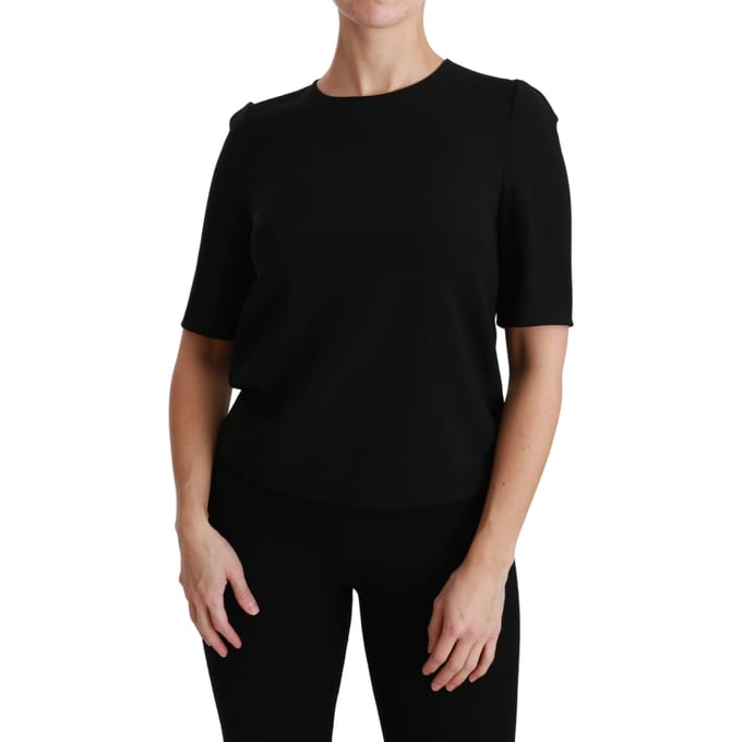 Dolce & Gabbana Zwarte Korte Mouwen Casual Top Stretch Blouse