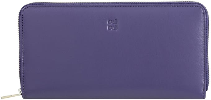 DuDu Ustica Portemonnee RFID-bescherming Leder 20 cm - Dames - Horizontaal - black-lavander
