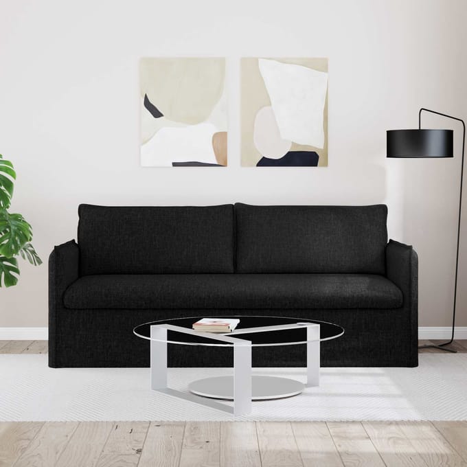 vidaXL - Bank - Zwart - 196 - x - 82 - x - 85 - cm - Stof